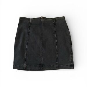 Free People "Modern Femme" Structured Denim Mini Skirt in charcoal